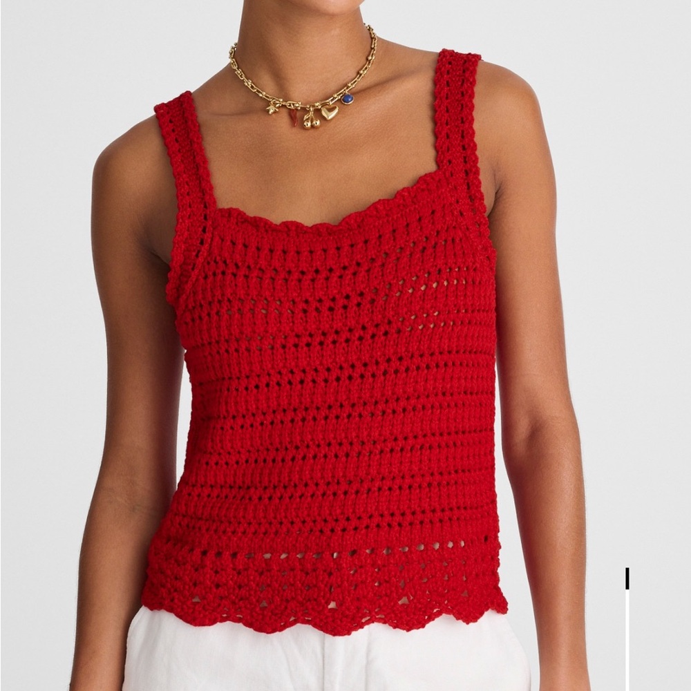 Madewell Cotton Crochet-Stitch Sweater Tank